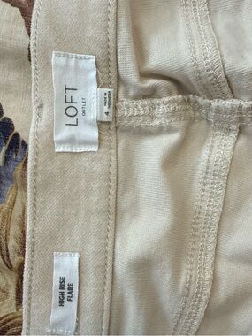 LOFT Cream High-Rise Flare Jeans